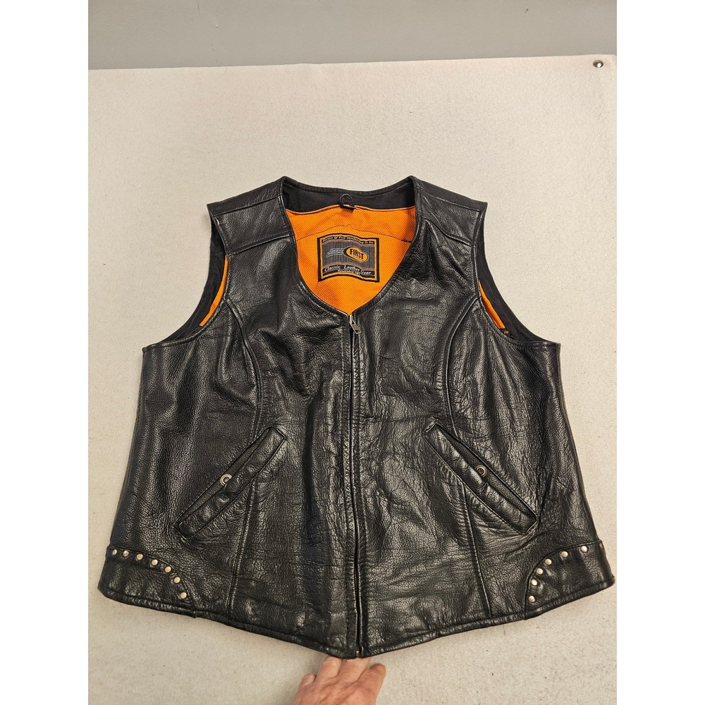First Classics Womens XXL Black Leather Motorcycle Vest Live Love Ride Butterfly